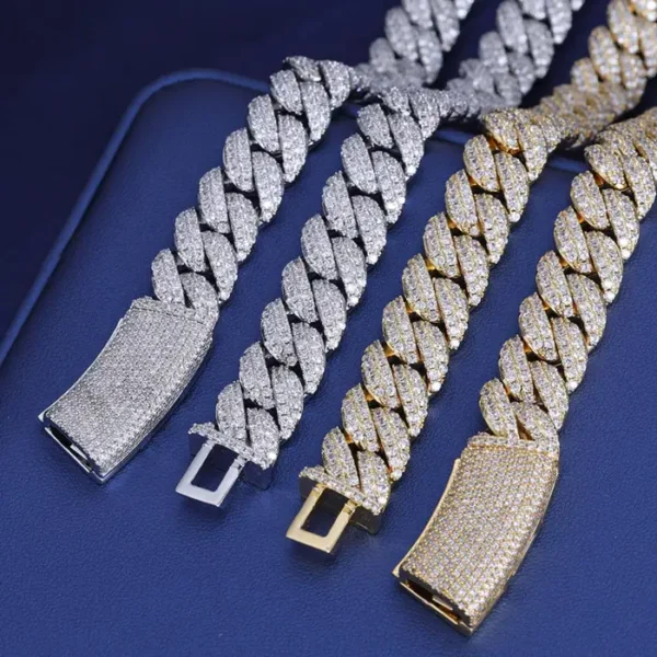 13mm Silver Moissanite Cuban Link Necklace, product design view 6.