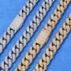 15mm Three Row Silver Moissanite Cuban Bracelet, product design view 4.