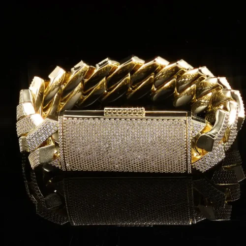 18mm Silver Moissanite Cuban Link Bracelet - View 2 18mm Silver Moissanite Cuban Link Bracelet, product design view 2.
