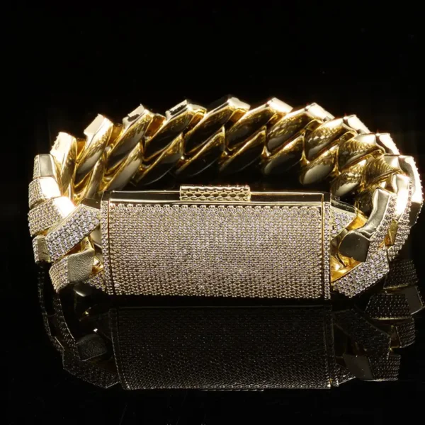 18mm Silver Moissanite Cuban Link Bracelet, product design view 2.