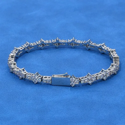 6.5mm Cluster Moissanite Tennis Bracelet - View 2 6.5mm Cluster Moissanite Tennis Bracelet, product design view 2.