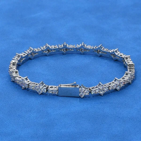 6.5mm Cluster Moissanite Tennis Bracelet, product design view 2.