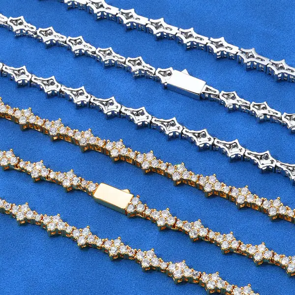 6.5mm Cluster Moissanite Tennis Bracelet, product design view 6.