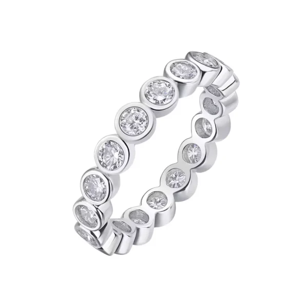 925 silver moissanite eternity ring, front view