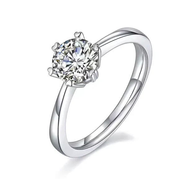 925 silver moissanite solitaire ring, front view