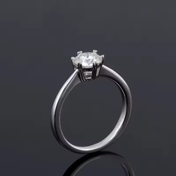 925 silver moissanite solitaire ring, side view
