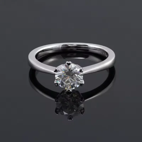 925 silver moissanite solitaire ring, top view
