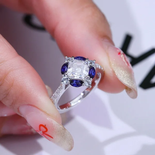 Additional product photograph showing the ring design, setting and band.