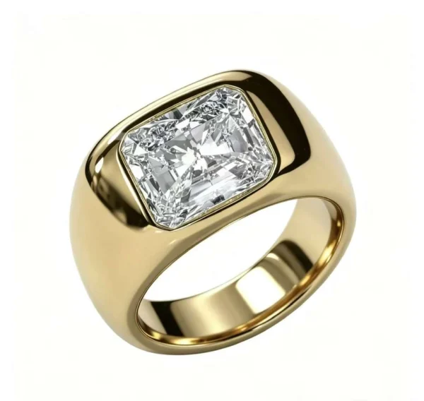 Asscher Lab-Grown Diamond Ring in Gold shown in the product photograph.