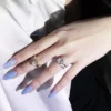 Additional product photograph showing the ring design, setting and band.