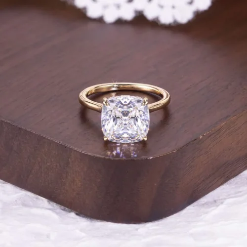 Cushion Lab-Grown Diamond Ring in Gold shown in the product photograph.