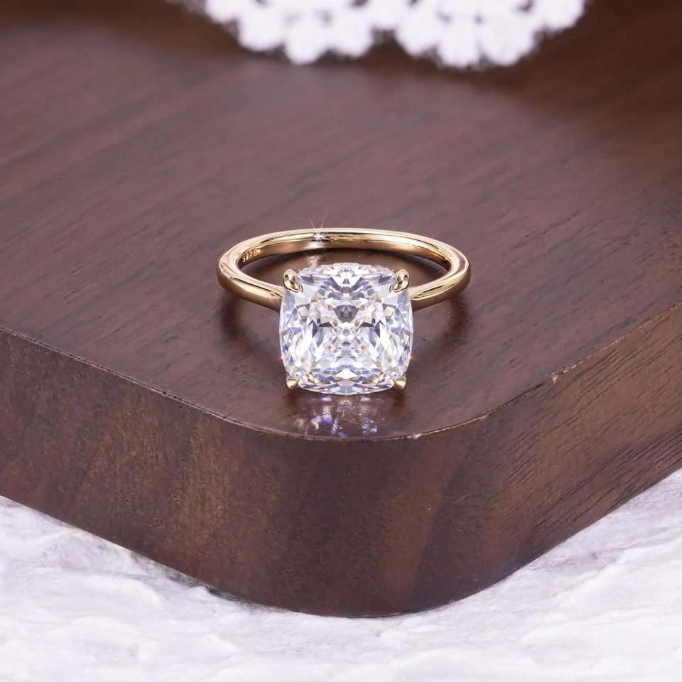 Cushion Lab-Grown Diamond Ring in Gold shown in the product photograph.