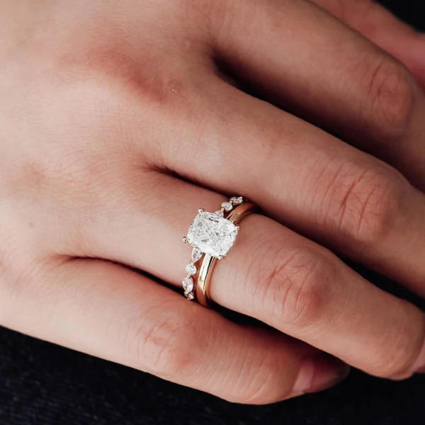 Additional product photograph showing the ring design, setting and band.