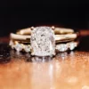 Cushion Lab-Grown Diamond Solitaire Ring in 14K Gold shown in the product photograph.