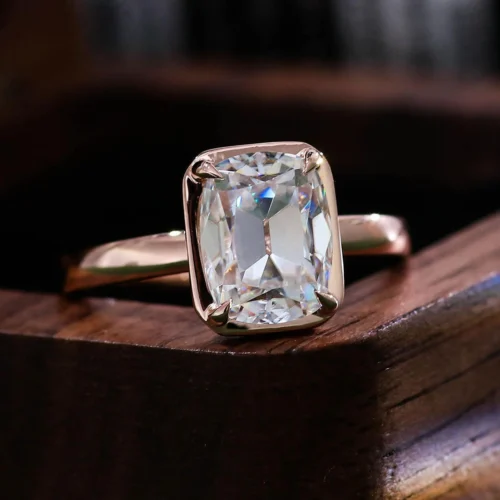 Cushion Lab-Grown Diamond Solitaire Ring in 14K Solid Gold shown in the product photograph.