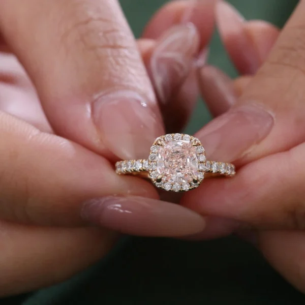 Cushion Moissanite Ring in Gold shown in the product photograph.