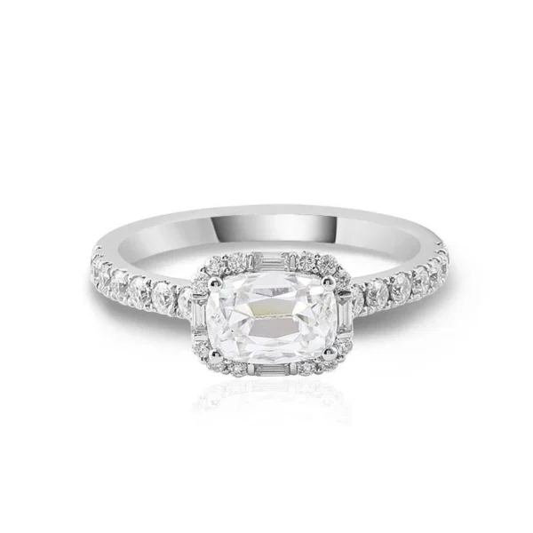 Additional product photograph showing the ring design, setting and band.