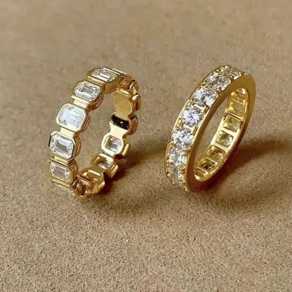 Alternative eternity band designs shown together. Custom Eternity Band Designs.