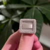 Edited customization illustration of a square pave signet ring with a blank metal center panel.