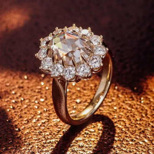 Diamond Floral Ring in Gold - Product View Diamond Floral Ring in Gold shown in the product photograph.