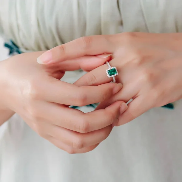 Additional product photograph showing the ring design, setting and band.
