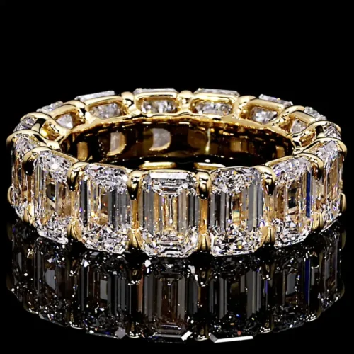 Emerald Lab-Grown Diamond Eternity Ring in 14K Solid Gold - Product View Emerald Lab-Grown Diamond Eternity Ring in 14K Solid Gold shown in the product photograph.