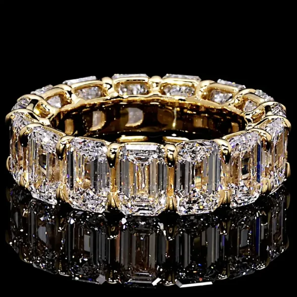 Emerald Lab-Grown Diamond Eternity Ring in 14K Solid Gold shown in the product photograph.