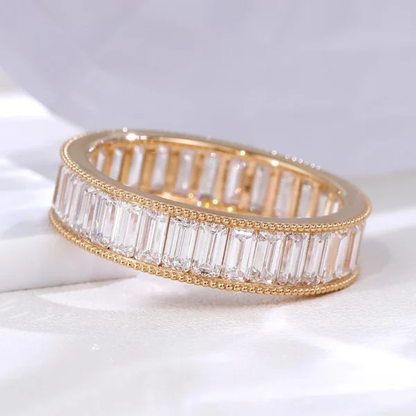 Emerald Lab-Grown Diamond Eternity Ring in 18K Solid Gold shown in the product photograph.