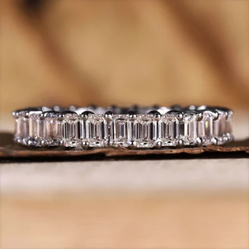 Emerald Lab-Grown Diamond Eternity Ring in Gold shown in the product photograph.