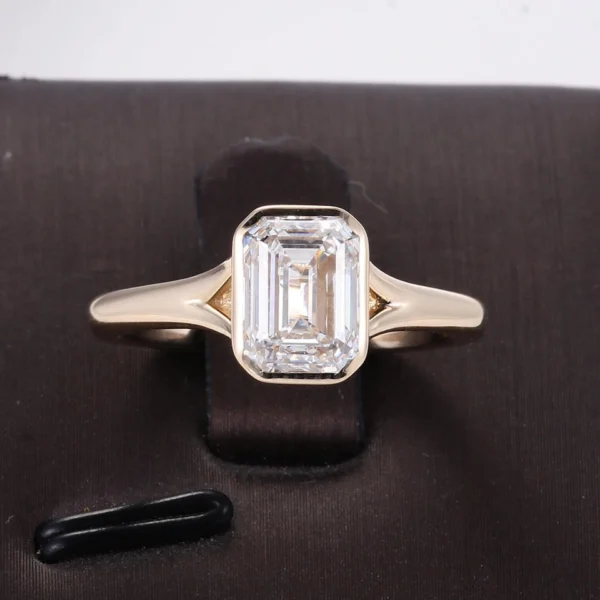 Emerald Lab-Grown Diamond Solitaire Ring in 14K Solid Gold shown in the product photograph.