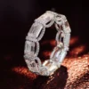 Emerald-Cut Moissanite Halo Eternity Ring, product view 4.