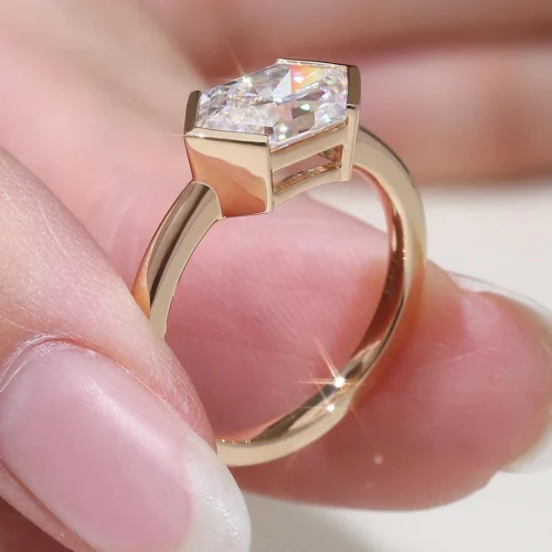 Gemstone Bezel-Set Ring in Gold shown in the product photograph.
