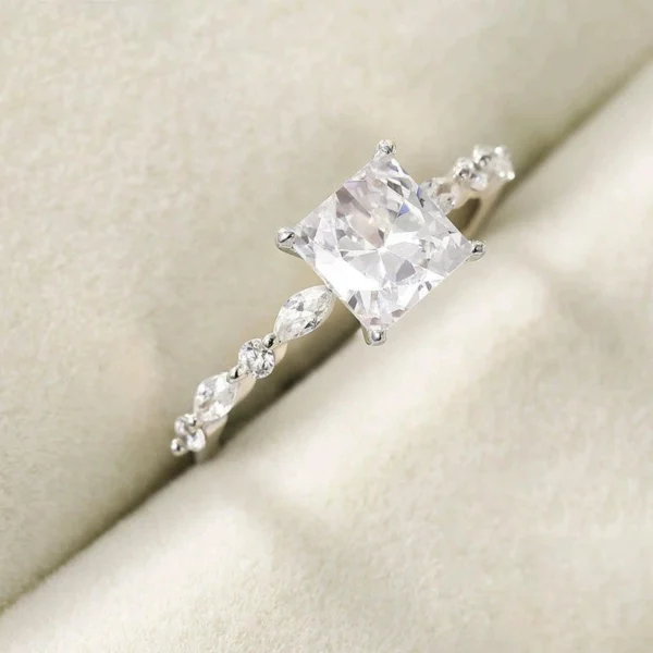 Additional product photograph showing the ring design, setting and band.