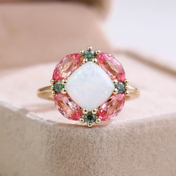 Additional product photograph showing the ring design, setting and band.