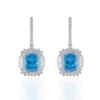 Blue Rectangular Halo Drop Earrings — main product view