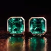 Green Rectangular Bezel Stud Earrings — product view 3