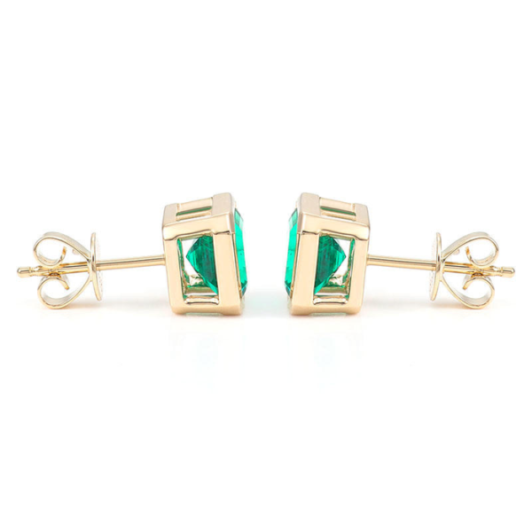 Green Rectangular Bezel Stud Earrings — product view 4