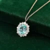 Light Blue Oval Halo Necklace — product view 2