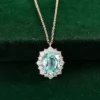 Light Blue Oval Halo Necklace — product view 3