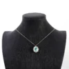 Light Blue Oval Halo Necklace — product view 4