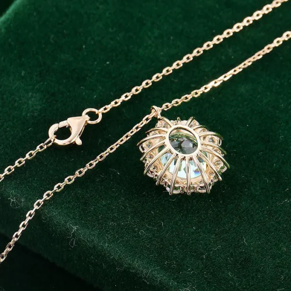 Light Blue Oval Halo Necklace — product view 5