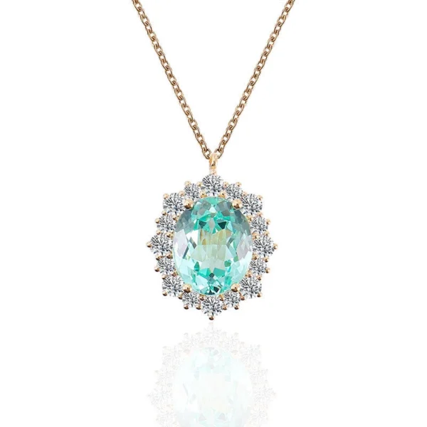 Light Blue Oval Halo Necklace — main product view