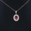 Oval Pink Stone Halo Pendant — product view 3