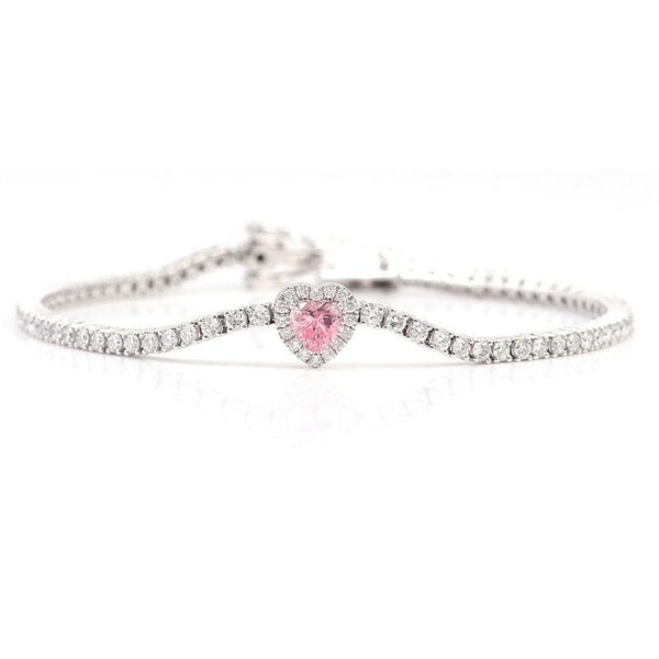 Pink Heart Center Tennis Bracelet — product view 2
