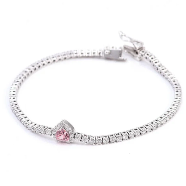 Pink Heart Center Tennis Bracelet — product view 3