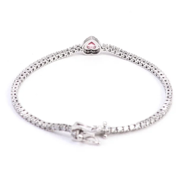 Pink Heart Center Tennis Bracelet — product view 4