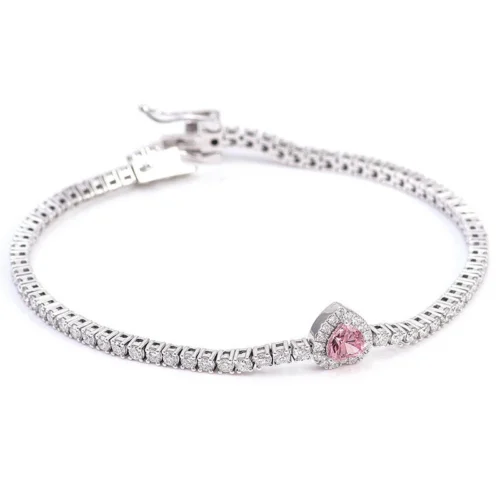 ggjwl-pink-heart-center-tennis-bracelet-br0008-main Pink Heart Center Tennis Bracelet — main product view