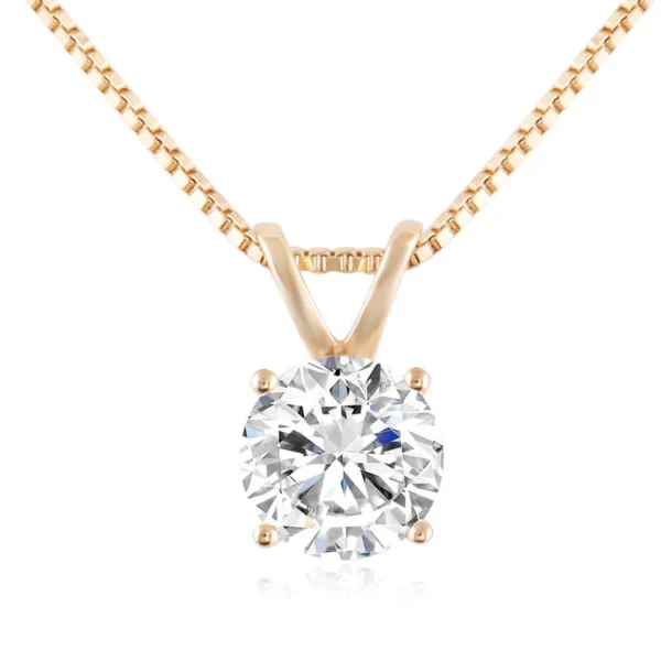 Round Clear Stone Solitaire Pendant — product view 2