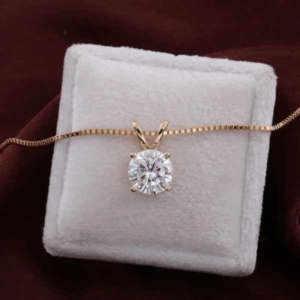 Round Clear Stone Solitaire Pendant — product view 3