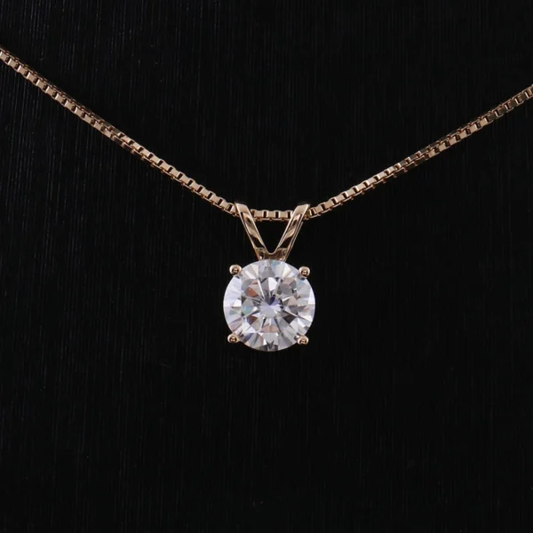 Round Clear Stone Solitaire Pendant — product view 5